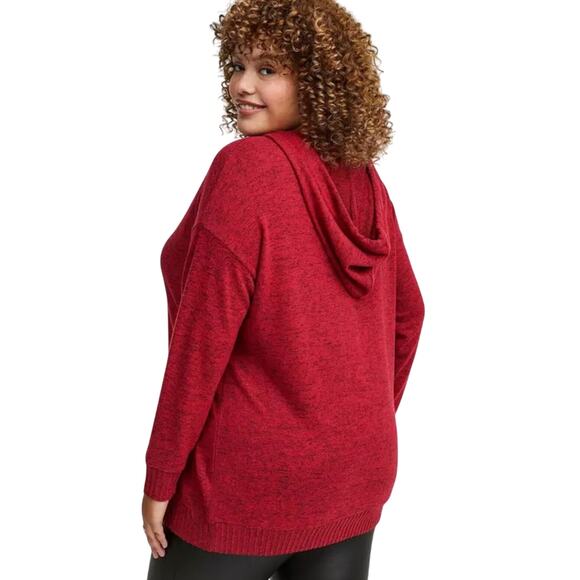 NWT TORRID Relaxed Super Soft Plush Tunic Hoodie Plus Size 1X Red Pullover - Picture 3 of 5